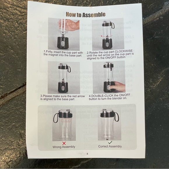 VOTSUPKITDINOK Portable Blender, USB Rechargeable, with 6pcs 3D  Black - Picture 9 of 10